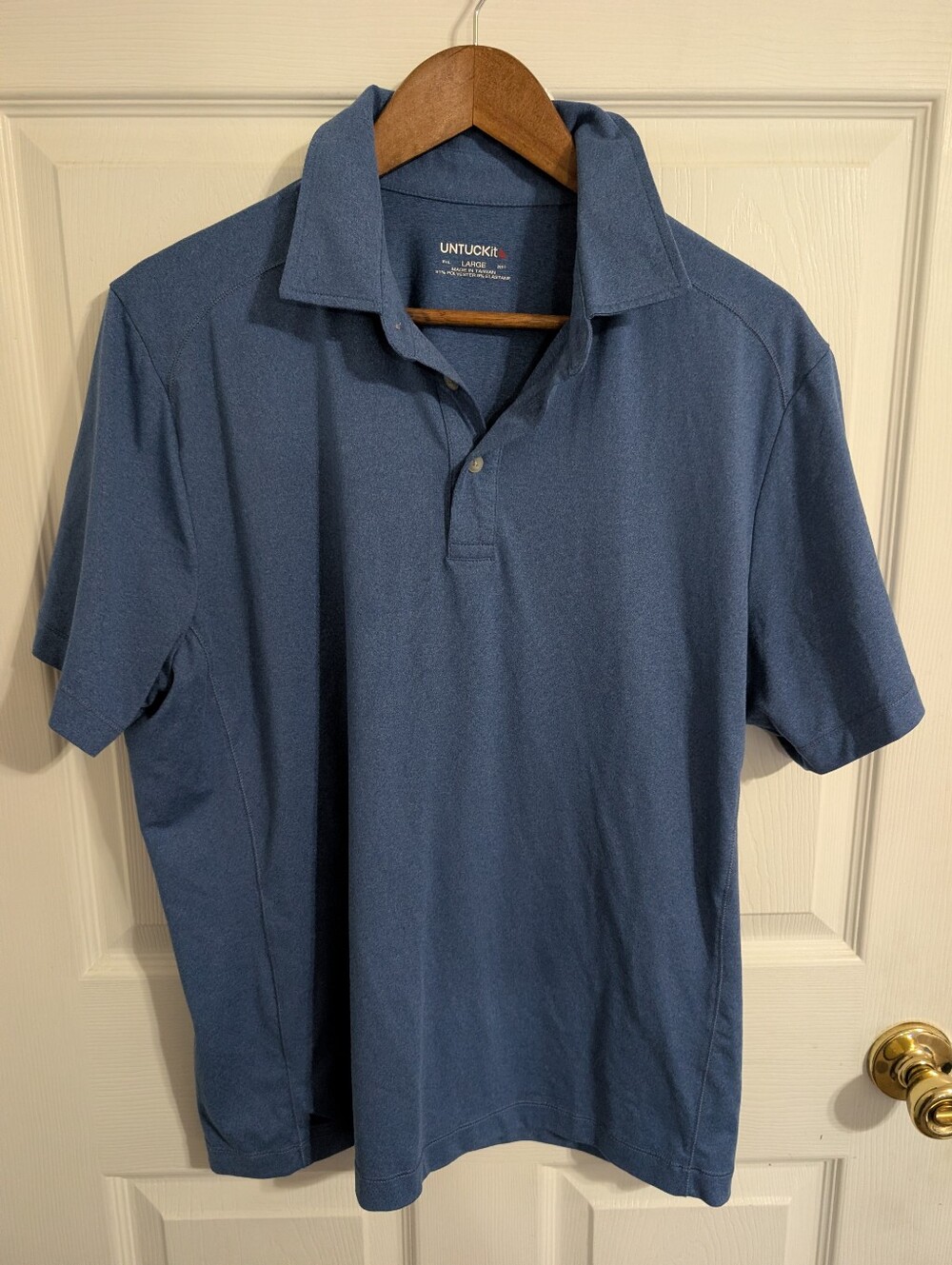 Untuckit Mens Polo Shirt Blue Short Sleeve Golf Active Top Size Large